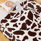Richave Fleece Cow Print Blanket for All Season - Premium Lightweight Anti-Static Brown and Ivory Twin/Twin XL Size Extra Long Blankets, Bedroom Decor 66" x 90"(Brown Cow)