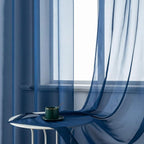 DUALIFE Navy Blue Sheer Curtains 63 Inch Length for Bedroom Dark Blue Sheer Curtains Panels with Grommet Sheer Voile Superior Drapes for Living Room 52 x 63 Inch Length 2 Panels Indigo Blue