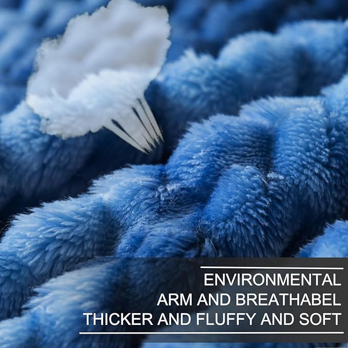 Richave Fleece Throw Blanket,Premium Lightweight Anti-Static 50x60 Inches Travel Size 3D Clouds Stylish Jacquard Throw Blanket for Couch, Cozy, Warm and Lightweight for Winter, Tie-dye Stone Blue