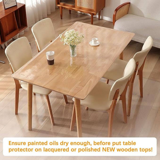 28 x 96 " Clear Plastic Dining Table Protector Tablecloth Desk Pad Mat Wooden Furniture Coffee End Bar Pub Banquet Dinner Table Cloth Top Protection Countertop Cover Waterproof Rectangular PVC Vinyl