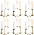 Hurricane Candle Holders Metal Candlestick Holder for Glass Taper Tall Candle Holders with Crystal Chimney Tube Candles Stands for Home Decor, Christmas, Dinning (18, Gold)