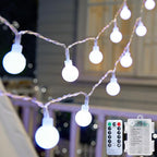 Globe String Lights Battery Operated - 21 Feet 60 Led Twinkle Fairy Lights, 8 Modes with Remote Mini Globe Lights for Indoor Outdoor Bedroom Party Wedding Garden Christmas Tree Decor, Pure White