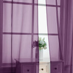 OVZME Plum Sheer Curtains 84 Inches Long 2 Panels - Soft Light Filtering Window Sheer Panels for Living Room/Bedroom, Top Dual Rod Pocket, 1 Pair, Each 42Wx84L Inches