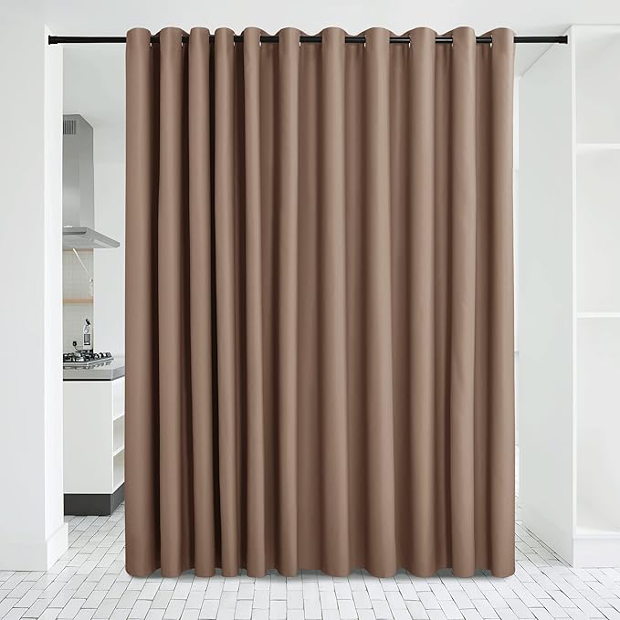 NICETOWN Verical Blinds for Living Room Bedroom Dining Sunroom Basement Wall Divider, Room Dividers Space Screens Partitions, Extra Large Blackout Curtain (1 Pack, 20ft Wide x 8ft Long, Cappuccino)