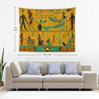 Batmerry Yellow Ancient Egyptian Tapestry, Horus Wall Art Hanging Decoration Polyester Fiber White Ruffled Around for Dorm Room Bedroom Living Room, 39.1x59.1 inches