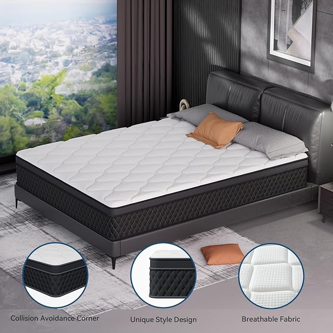 ELEMUSE Twin Mattress, 12 Inch Hybrid Memory Foam Mattress in a Box, Pressure Relieving Comfort, Individual Pocket Springs for Motion Isolation, Medium Firm, CertiPUR-US Certified, Fiberglass Free