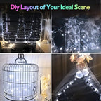 2 Pack 200LED Christmas Battery Operated Fairy Lights with Remote, 8 Modes String Lights with Timer, Dimmable, Memory Function, Waterproof Twinkle Lights for Outdoor Indoor Christmas Decor(Cool White)