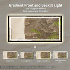 Lighted Vanity Mirror, 72x36 Inch Black Framed Gradient Front and Backlit Bathroom Mirrors for Vanity, 3 Colors Dimmable CRI>90, IP54 Enhanced Anti-Fog Wall Mounted LED Vanity Mirror