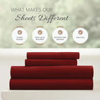 Linen Market Double-Brushed Microfiber California King Sheet Set 4 Piece – Oeko-TEX Certified Ultra Soft & Wrinkle-Free - 16" Deep Pocket Sheets Easy Care Cal-King Size - Burgundy