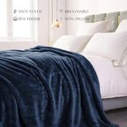 Exclusivo Mezcla Plush Fuzzy Fleece Bed Blanket King Size, Super Soft, Fluffy and Warm Blankets, Suitable for All Seasons (Navy Blue, 90x104 Inches)