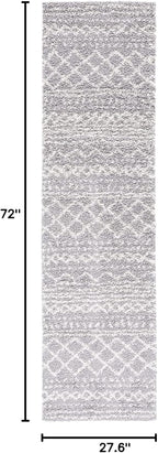 SAFAVIEH Arizona Shag Collection Runner Rug - 2'3" x 6', Grey & Ivory, Moroccan Design, Non-Shedding & Easy Care, 1.6-inch Thick Ideal for High Traffic Areas in Living Room, Bedroom (ASG741G)