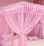 Mengersi Bed Canopy for Girls,Canopy Bed Curtains Canopy for Bed Drapes,Princess Bed Curtains Birthday Present Girls Room Decor,Pink