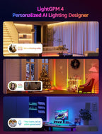 Lepro S1 AI LED Strip Lights for Bedroom - 32.8ft Smart RGB Light Strips with IC and Rainbow Chasing Effects, Color Segment DIY, Personalized Al Lighting Designer, No Remote, 2.4G Wi-Fi & Bluetooth