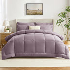 CozyLux Full Size Comforter Set Dusty Purple - 7 Pieces Bed in a Bag Dusty Purple Comforter Full Size, Bedding Set with All Season Quilted Comforter, Flat Sheet, Fitted Sheet, Pillowcases