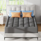 ELEMUSE 3 Inch Dual Layer Memory Foam Mattress Topper King, 2 Inch Cooling Gel Memory Foam Plus 1 Inch Down Alternative Pillowtop Mattress Pad with Cooling Cover, Soft Comfort Support, Grey
