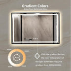 LED Bathroom Mirror, 60x40 Inch Black Framed Gradient Front and Backlit Bathroom Mirror with LED Lights, 3 Colors Dimmable CRI>90, IP54 Enhanced Anti-Fog Wall Mounted Backlit Mirror