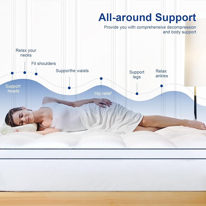 KAYFIA Twin Mattress Topper,Extra Thick Mattress Pad Cover for Deep Sleep,3D+7D Snow Down Alternative Fill Overfilled Plush Pillow Top with 8-23 Inch Deep Pocket-White