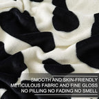 Fleece Cow Print Blanket - Premium Lightweight Anti-Static Bed Cow Throws Soft Cozy Warm Blankets Plush Gift, Bedroom Decor 90" x 108"(Black Cow King)