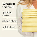 Split King 7 Piece Sheet Set - Comfy Breathable & Cooling - Ultra-Soft Hotel Luxury Bedding Set w/ 8-16 Inch Deep Pockets - 1 Flat & 2 Fitted Sheet & 4 Pillowcases - Wrinkle Free & Easy Care - Yellow