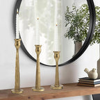 Heavy Duty Cast Iron Antique Brass Gold Candlestick Holders Set of 3,Tall Taper Candle Holders,Table Vintage Decor Centerpiece Candle Holders for Fireplace Party Dining Home