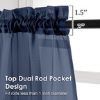 OVZME Navy Blue Sheer Curtains 78 Inches Long 2 Panels - Soft Light Filtering Window Sheer Panels for Living Room/Bedroom, Top Dual Rod Pocket, 1 Pair, Each 42Wx78L Inches