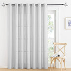 RYB HOME Linen Blended Curtains 100 inch Width, Privacy Drapes Boho Style Wrinkle Resistance Fabric for Nursery Kitchen Large Windows Country Rustic Decor, Dove Grey, W 100 x L 90, 1 Pc