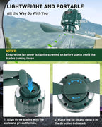 DUKUSEEK Tent Ceiling Fans for Camping, 10400mAH Large Capacity Portable Hanging Tent Fans with Light and Remote Control, USB Battery Operated Camping Fan for Canopy Tent Beach army green