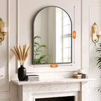 Sweetcrispy Arched Bathroom Mirror 30x20.5 Inch Black Metal Framed Arch Vanity Mirror for Wall, Over Sink, Farmhouse, Restroom, Anti-Rust, Modern Decorative, Hanging or Leaning