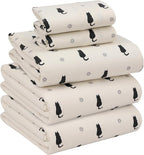 RUVANTI Flannel Sheets Split King Size - 100% Cotton Brushed Split King Bed Sheets Set, Deep Pockets 16 Inches, All Seasons Breathable & Extra Soft, Warm & Cozy, 5 Piece, Black Cat