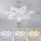 32" White Ceiling Fan with Light Remote Control, Modern Geometric Ceiling Fan with Lights, 6 Speeds 3 Light Color Low Profile Ceiling Fan for Kitchen Bedroom