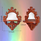 Three-Dimensional Relief Candle Sconces Set 2 Rustic Wall Mount Candle Holders Wood Hanging Wall Decor Mirrored Wall Art Hand Carved Home Decoration Brown