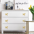 8 Pcs Bow Knobs for Dresser Matel Bow Drawer Knobs Vintage Dresser Handles Cabinet Drawer Pulls for Home Bedroom Kitchen Cabinets Hardware Cupboard (Gold,Classic Style)