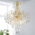 WUZUPS Crystal Chandelier 5-Light Pendant Ceiling Light Modern Lighting Fixture for Dining Room Hallway Bedroom Kitchen Bathroom, H 22.4" x W 18.3", E12 Base, Gold