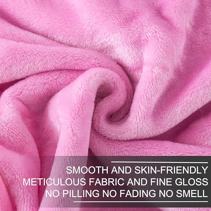 Fleece Blankets Travel Size for All Season 350GSM - Premium Lightweight Anti-Static Throw for Bed Extra Soft Brush Fabric Warm Sofa Thermal Blanket 50" x 61"(Pink Travel)