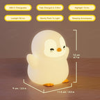 UNEEDE Standing Penguin Night Light with Detachable Bunny Hat - Rechargeable Silicone Touch Lamp, 2-Level Dimmable, 20-Min Timer, Nursery Decor for Kids & Holiday Gifts