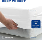 DREAMCARE Queen Size Sheets - Cooling Bed Sheets - 4pcs Set - up to 15" Deep Pocket Queen Sheet Set - Sheets Queen Size Bed - Soft & Long Lasting 100% Fine Brushed Polyester with Side Pocket - White