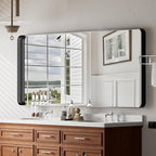 VooBang Bathroom Mirror 30x56 inch, Black Gorgeous Deep Frame Wall Mirror with Shatterproof Tempered Glass, Modern Bathroom Vanity Mirror for Over Sink Hanging Horizontal or Vertical, Black