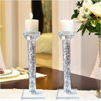 Wocred Candle Holders Set of 2.Stunning Shabbat Candle Holders.8.6" Tall Crystal Candlestick Holders for Dinning Room,Mantelpiece.