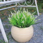 Outdoor Artificial Plants 12 Bundles White Wild Flowers Look Real Fake Flower for Outdoors Spring Summer for Outside Window Box Planter Garden Decor (12 Bundles White Monkey Grasses)