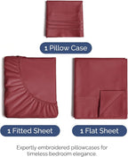 Twin Size 3 Piece Sheet Set - Comfy Breathable & Cooling Bed Sheets Set - Hotel Luxury Bedding for Women, Men, Kids, Teens, Boys & Girls - Deep Pockets, Ultra-Soft, Wrinkle Free - Oeko-Tex - Burgundy