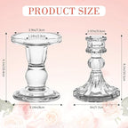 Unity Candle Holder - Glass Candle Holders for Pillar Candles Taper Candles, Glass Candlestick Holders Set of 3, Decorative Clear Glass Candlestick Holder for Wedding Table Dinning Church Centerpiece