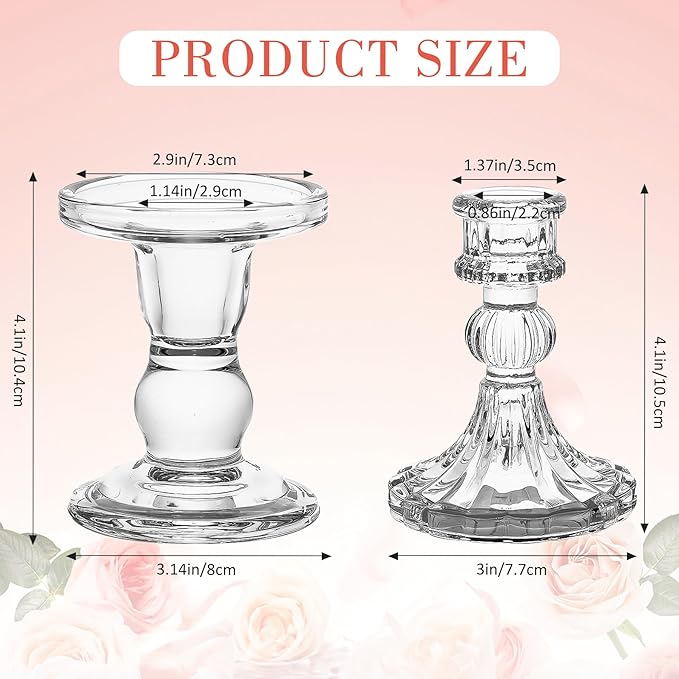 Unity Candle Holder - Glass Candle Holders for Pillar Candles Taper Candles, Glass Candlestick Holders Set of 3, Decorative Clear Glass Candlestick Holder for Wedding Table Dinning Church Centerpiece