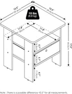 Furinno Andrey Side Table, End Table, Night Stand with Open Shelves and Storage Bin, Bedside Table, for Living Room, Bedroom, White