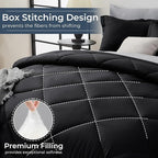 HEVUMYI 120x98 Oversized King Comforter Set - 7-Piece All Season Bed in a Bag Oversized King, Ultra Soft Bedding Set with 120 x 98 Comforter, Flat Sheet, Fitted Sheet, Pillowcases, Black & Light Grey
