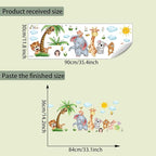 Jungle Animal Wall Stickers Forest Safari Wall Decals Kid Room Nursery Baby Bedroom Décor (Happy Queuing Animals)