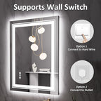 28" x 20" LED Bathroom Mirror with Lights, Front and Backlit Mirror, Anti-Fog Lighted Vanity Mirror, Stepless Dimmable, 3 Colors LED Mirror (Horizontal/Vertical)