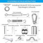 Globe String Light Suspension Kit, Outdoor Light Guide Wire, Vinyl Coated Stainless Steel Steel Cable，Include 150ft Transparent PVC and 304 Stainless Steel Wire Cable, Turnbuckle and Hooks