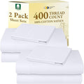 California Design Den 2-Pack Twin XL Sheet Sets Cotton - 400 Thread Count 100% Cotton Sateen - Soft, Breathable & Cooling Sheets, Wrinkle Resistant, 2 Sets of Deep Pocket Bed Sheets - Bright White