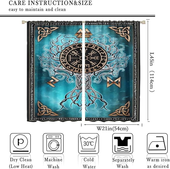 Viking Curtains Viking Totem Curtains Ancient Scandinavian Bedroom Living Room Decoration 2 Panel Groups W42 * L45 Inch