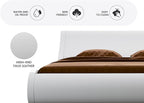 SHA CERLIN Modern Low Profile Platform Bed Frame Full Size, Stylish Faux Leather Upholstered Sleigh Bed with Adjustable Headboard, No Box Spring Needed, White